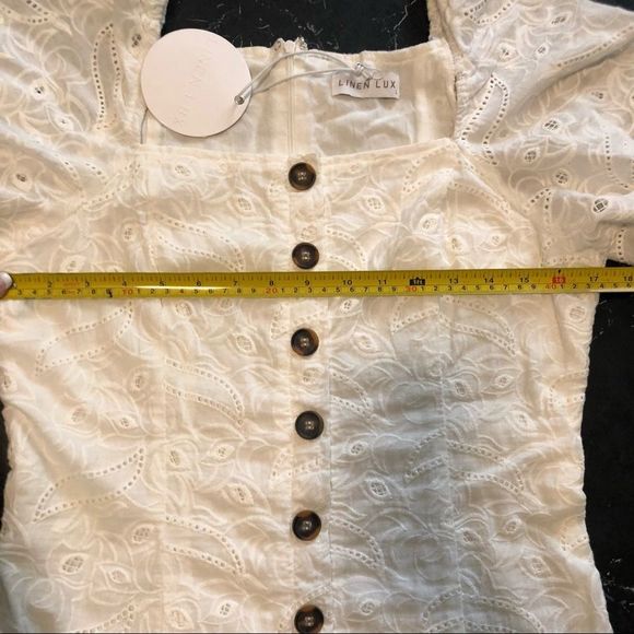 Linen lux short white dress size L - Picture 8 of 10